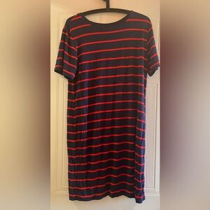 BCBGeneration Navy and Red Striped Tee Dress